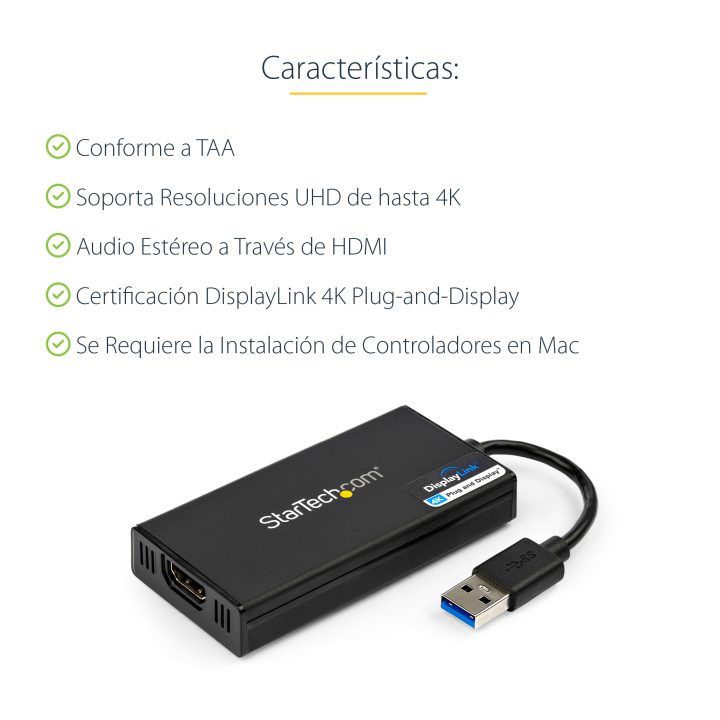 StarTech.com Adaptador Gráfico Externo USB 3.0 a HDMI - UltraHD 4K…