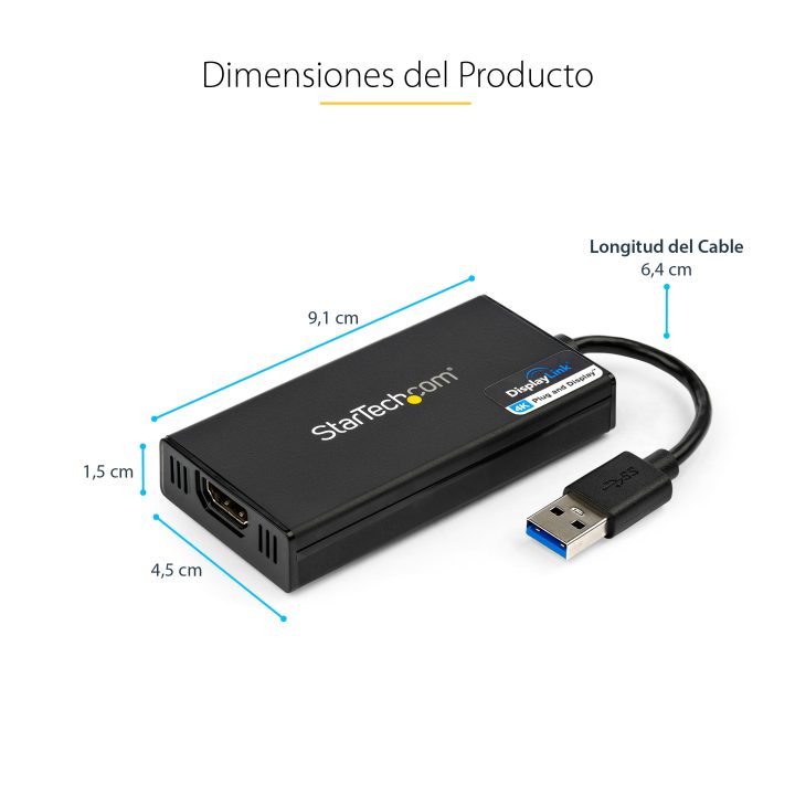 StarTech.com Adaptador Gráfico Externo USB 3.0 a HDMI - UltraHD 4K…