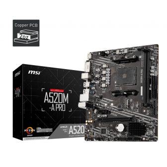 MSI A520M-A PRO AMD A520 Motherboard AM4 Socket Micro ATX