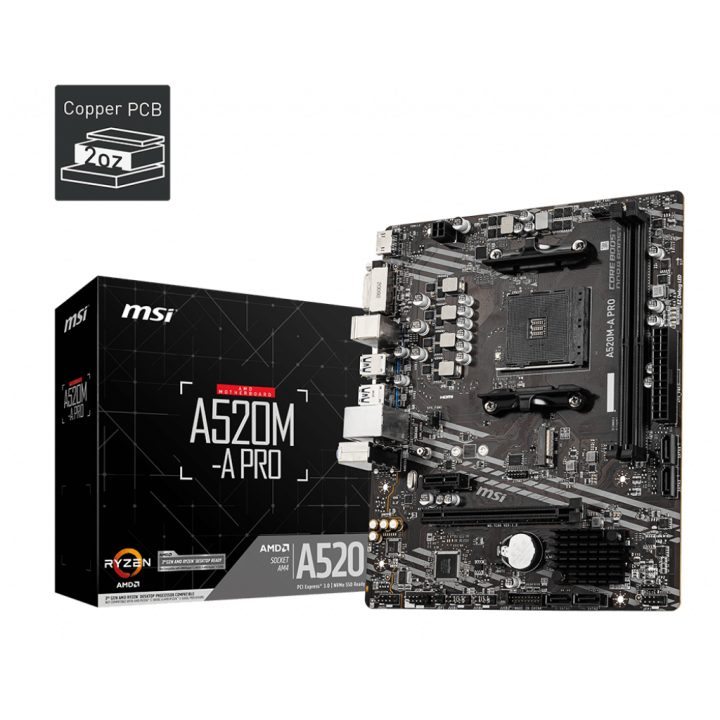 MSI A520M-A PRO AMD A520 Motherboard AM4 Socket Micro ATX