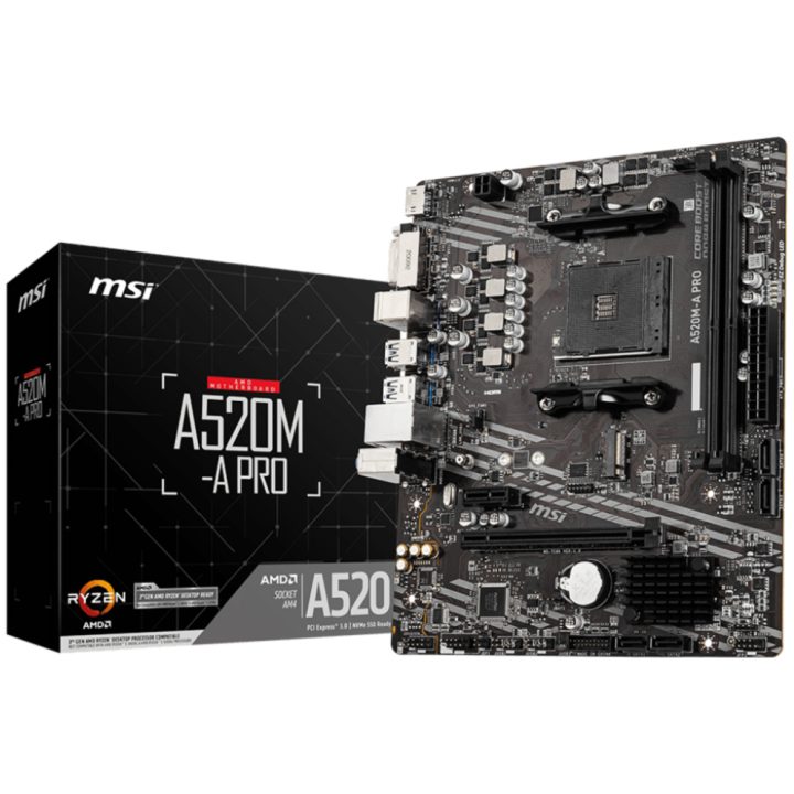 MSI A520M-A PRO motherboard AMD A520 Socket AM4 micro ATX