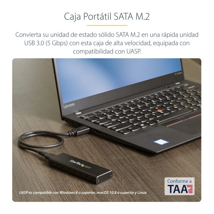 StarTech.com Caixa USB 3.0 (5Gbps) para SSD M.2 em Alumínio com UASP…