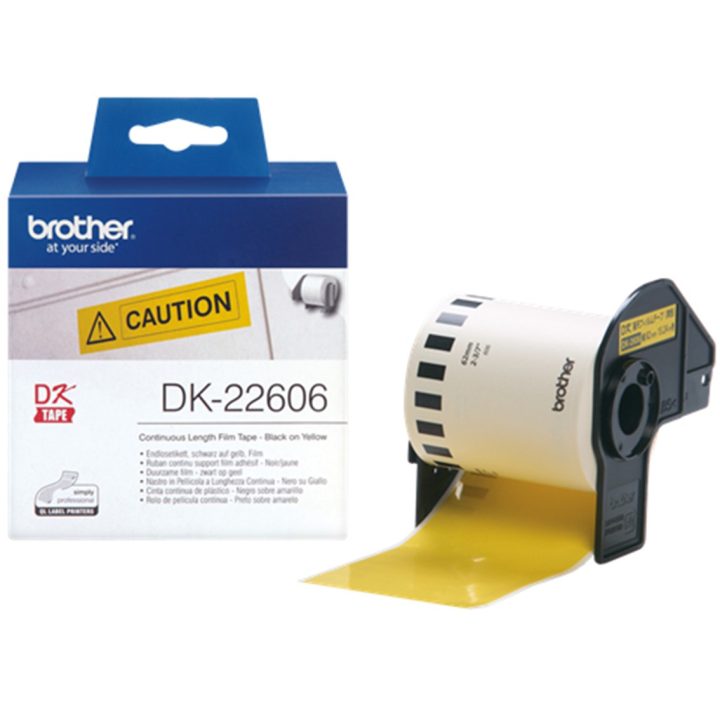 Brother DK-22606 fita para impressora de etiquetas Preto sobre amarelo