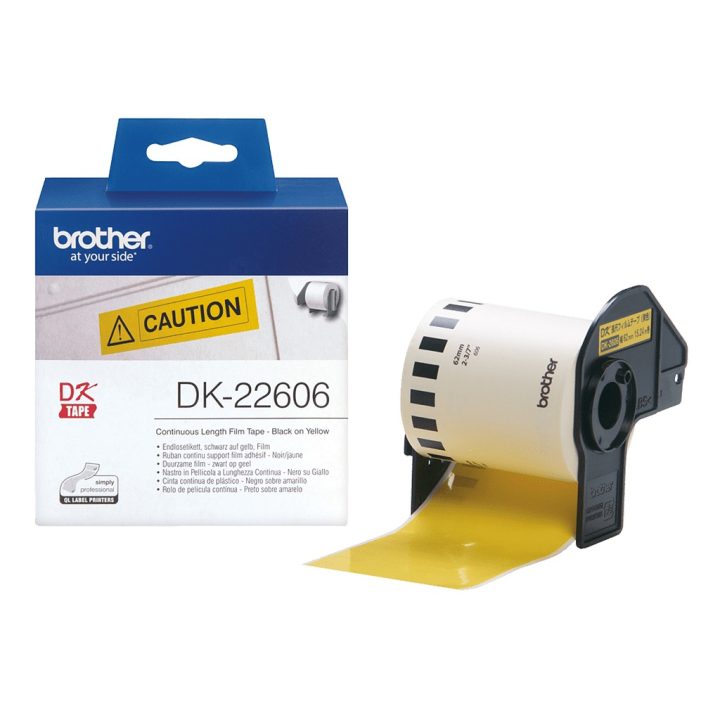 Brother DK-22606 Label Printer Tape Black on Yellow