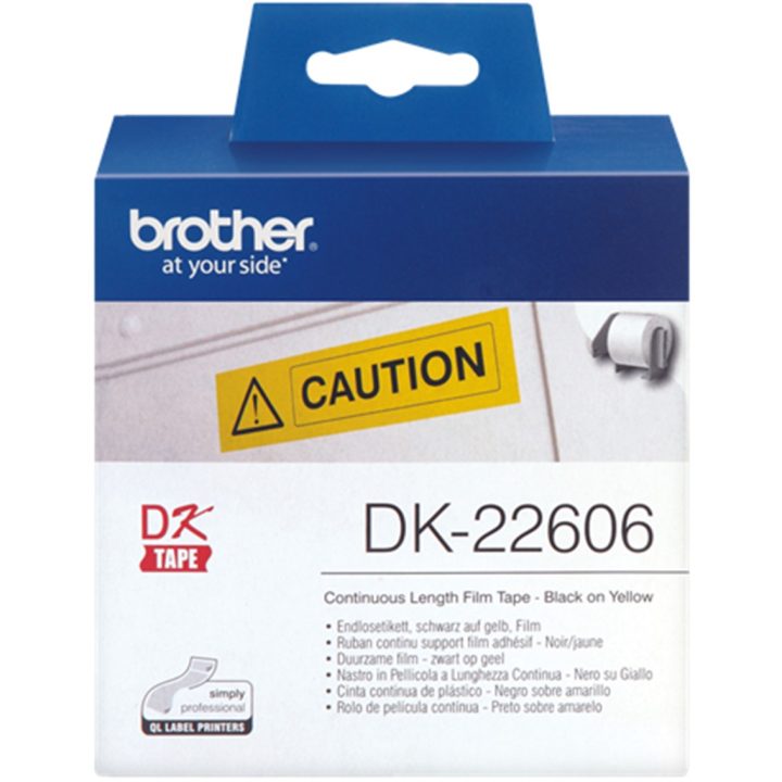 Brother DK-22606 fita para impressora de etiquetas Preto sobre amarelo