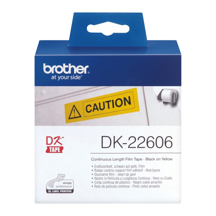 Brother DK-22606 Label Printer Tape Black on Yellow