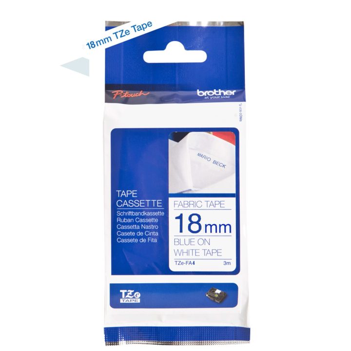 Brother TZE-FA4 Label Printer Tape Blue on White