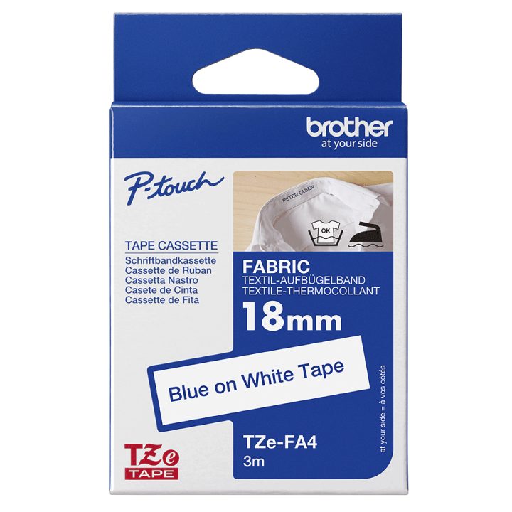 Brother TZE-FA4 Label Printer Tape Blue on White