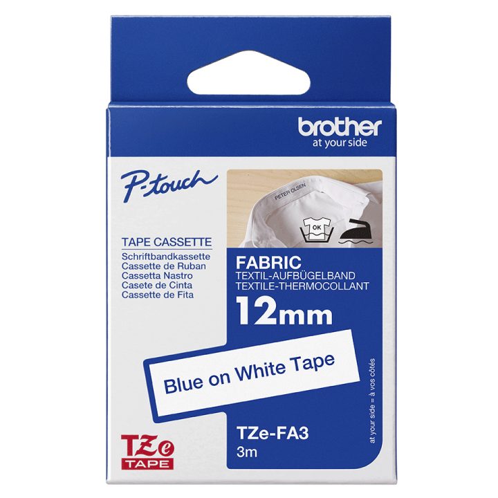 Brother TZE-FA3 cinta para impresora de etiquetas Azul sobre blanco