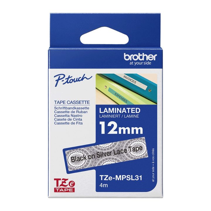Brother TZE-MPSL31 fita para impressora de etiquetas Preto sobre prata