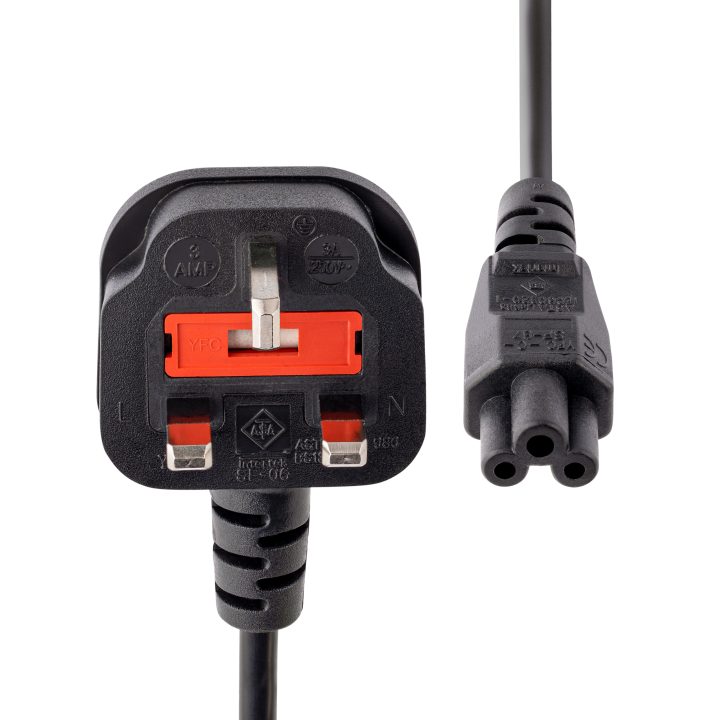 StarTech.com 1m Laptop Power Cable, BS1363 Plug to C5, 2.5A 250V…