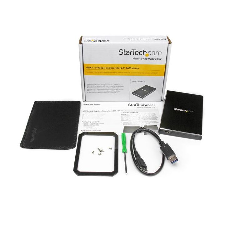 StarTech.com Caixa USB 3.1 (10 Gbps) de 1 baía de 2,5 polegadas SATA…