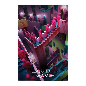 Squid Game Poster Stairs & Masked Guards