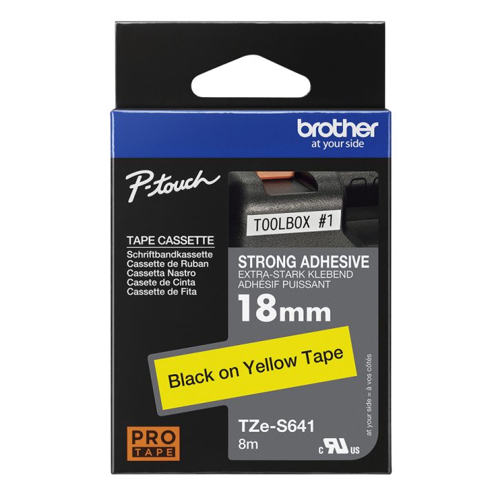 Brother TZE-S641 Label Printer Tape Black on Yellow TZ