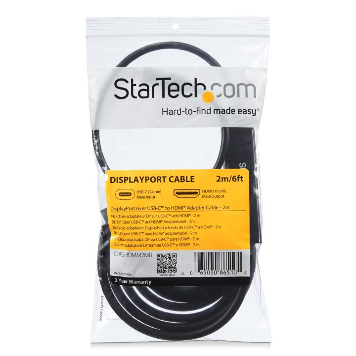 StarTech.com 2m USB-C to HDMI Adapter Cable - USB-C to HDMI Converter…
