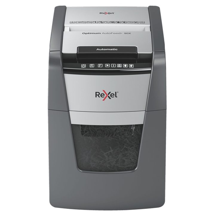 Rexel AutoFeed+ 90X Cross-Cut Paper Shredder 55 dB Black, Gray