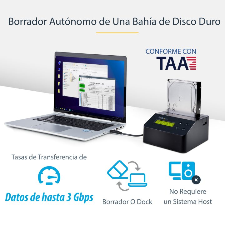 StarTech.com Apagador Autónomo USB 3.0 de 1 Baía para Discos Rígidos…