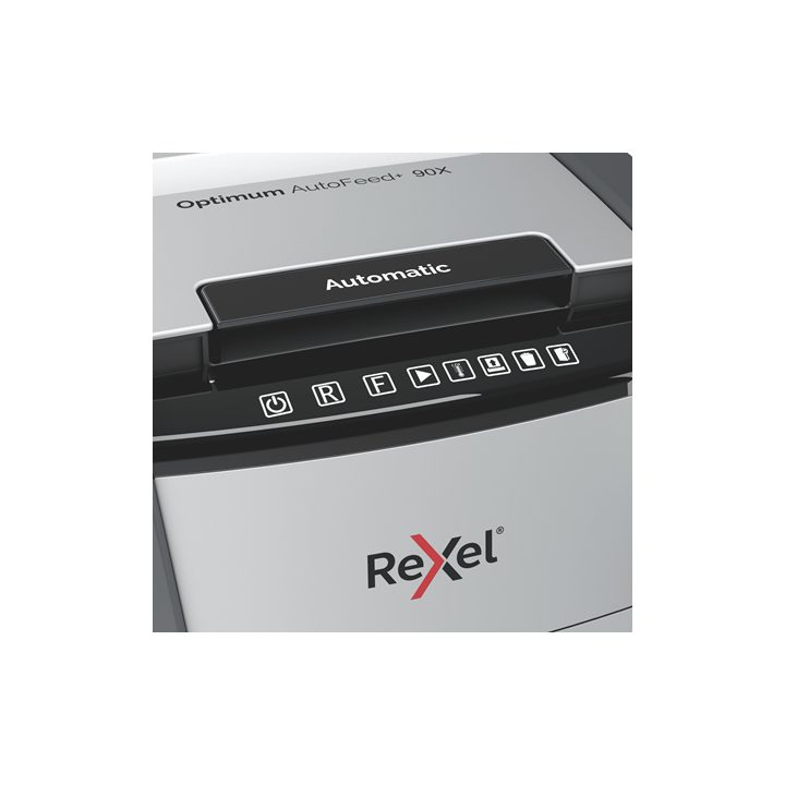 Rexel AutoFeed+ 90X Cross-Cut Paper Shredder 55 dB Black, Gray