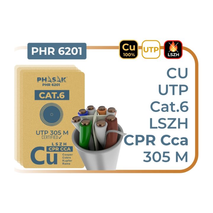 Phasak UTP Cat.6 LSZH CPR Certified (Fire Retardant) CCA Network…