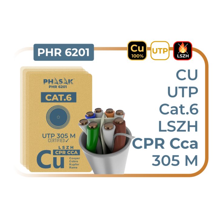 Bobina de cabo de rede Phasak UTP cat.6 LSZH certificação cpr…