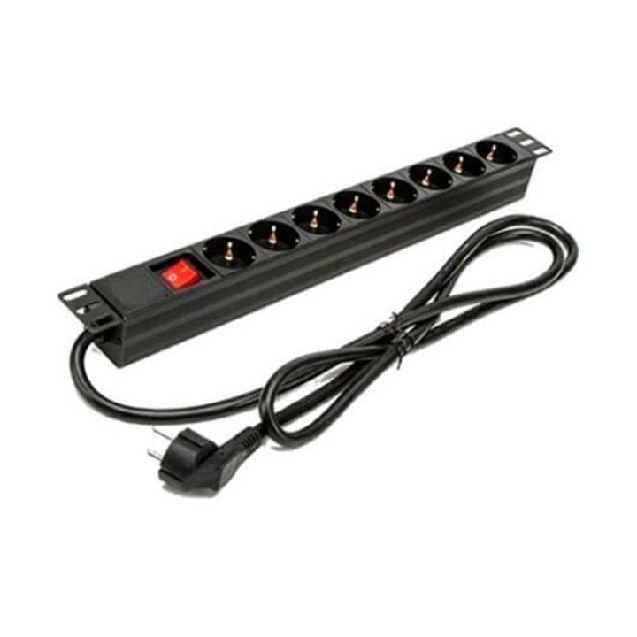 Phasak 8-Outlet PDU 19-inch Rack 1U with Switch 1.5m Black BNS 1518