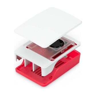 Carcasa Raspberry pi 5 con ventilador roja y blanca (SC1159)