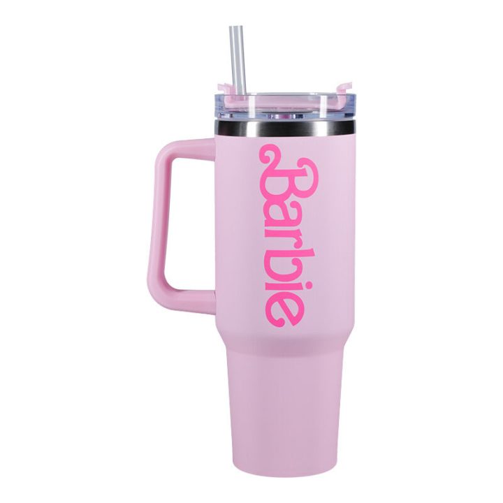 Copo térmico com palhinha Paladone Barbie logo XL 1200 ml (PP13760BR)