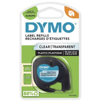 DYMO LT Authentic Plastic Labels | Black on Clear | 12 mm x 4m | for…