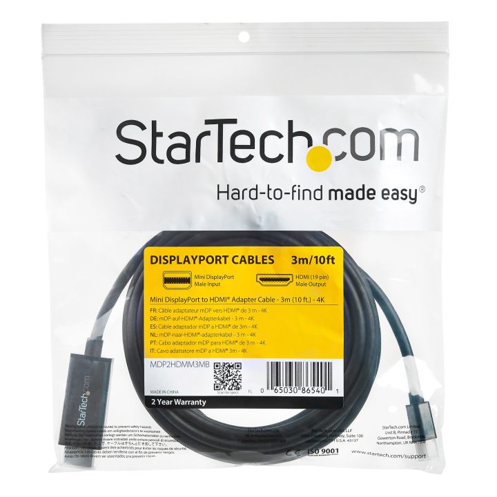 StarTech.com 3m Mini DisplayPort to HDMI Converter Cable - 4K 30Hz…