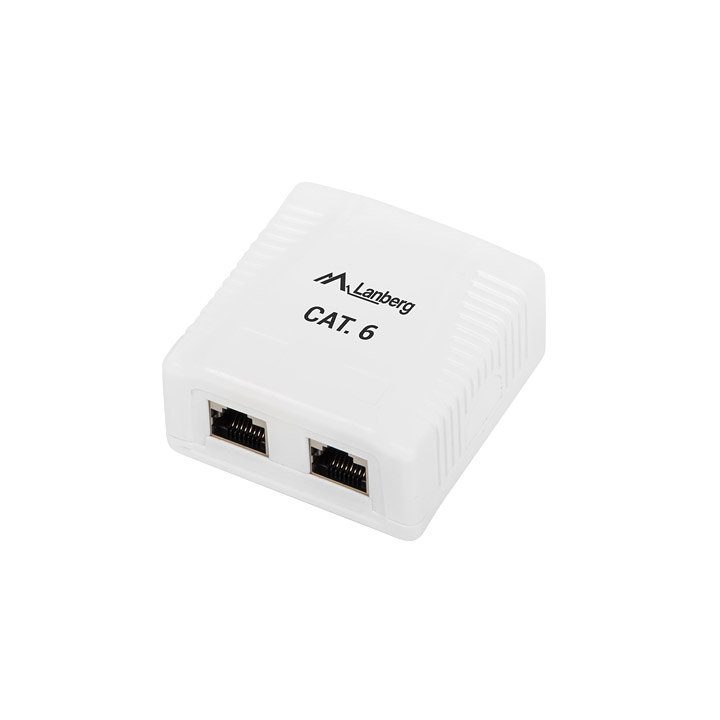 Lanberg Surface-Mount Cat.6 FTP Wall Plate with 2x RJ45 Jacks White…