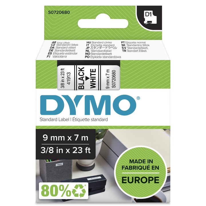 DYMO D1 etiquetas auténticas | rollo de 9 mm x 7 m | impresión negra…