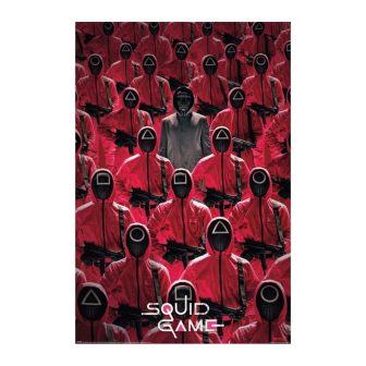 Poster el juego del calamar miembros de la organizacion & jefe