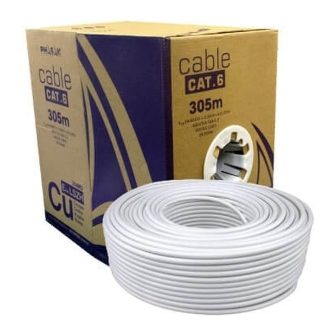 Bobina cable red solido Phasak UTP cat.6 AWG24 305m gris phr 652