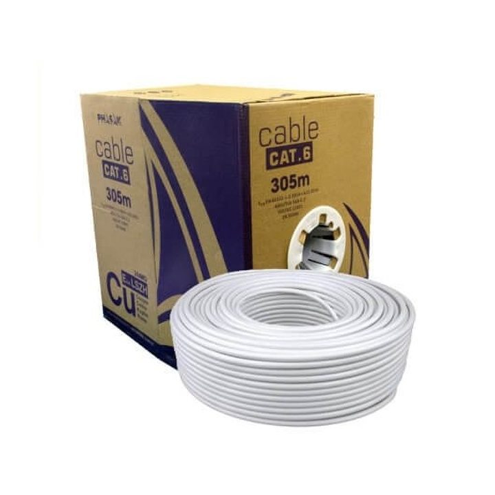 Bobina de cabo de rede sólido Phasak UTP cat.6 AWG24 305m cinzento…