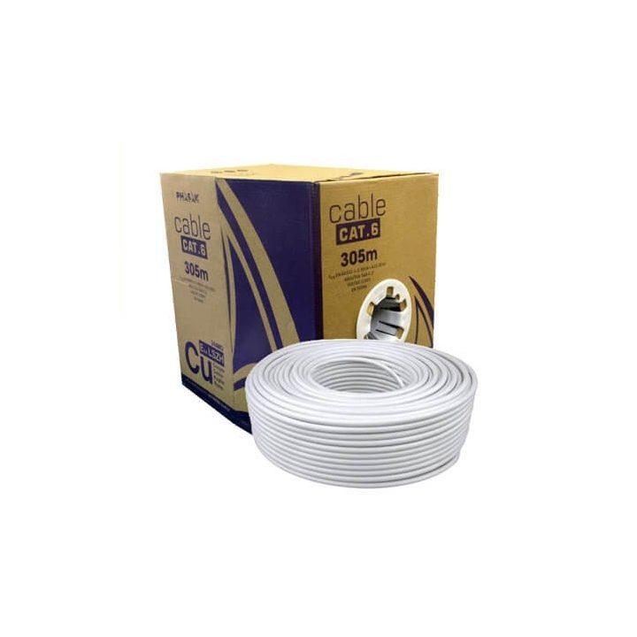Phasak UTP Cat.6 AWG24 Solid Cable Reel 305m Gray phr 652