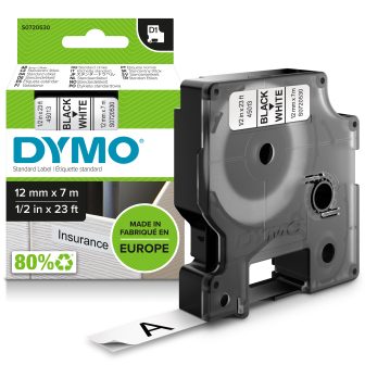 DYMO D1 Genuine Labels | Black on White | 12 mm × 7 m | Self-Adhesive…