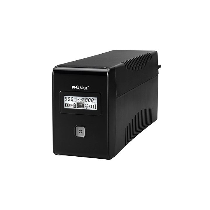 Phasak 850VA Interactive UPS with AVR, 2 x Schuko, PH 9485, LCD…