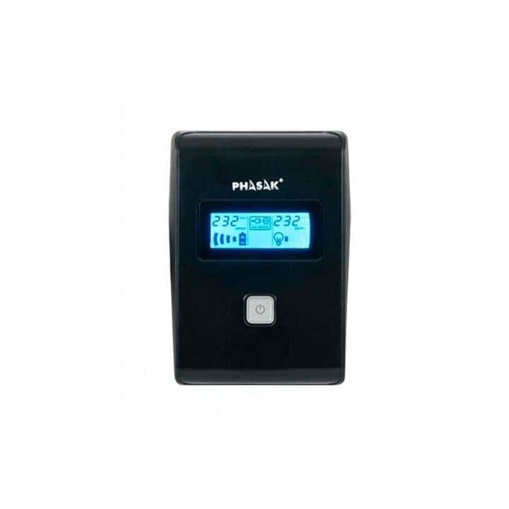 Phasak 850VA Interactive UPS with AVR, 2 x Schuko, PH 9485, LCD…