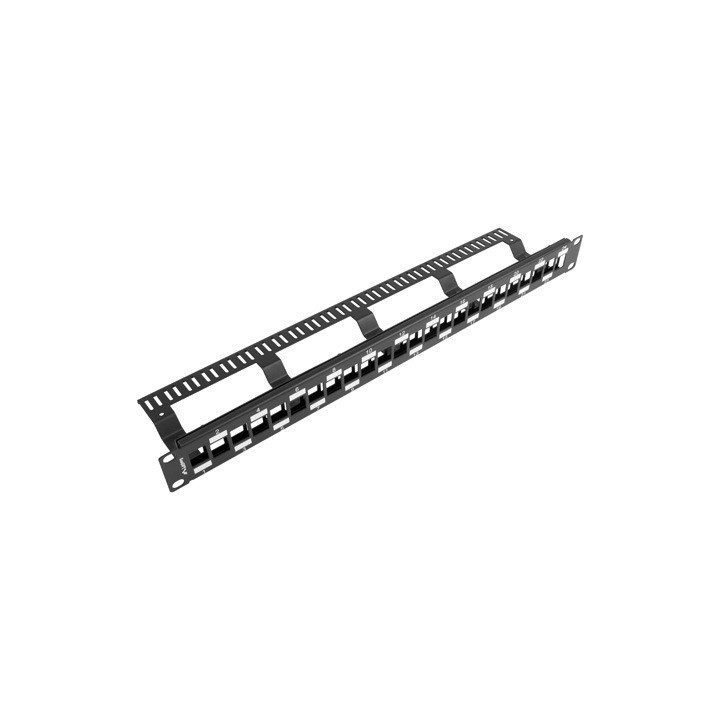 Lanberg 24-Port 1U Staggered Keystone Patch Panel Organizer Black…
