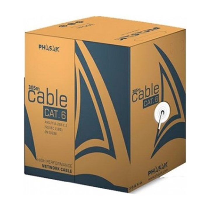 Bobina de cabo de rede sólido Phasak UTP cat.6 LSZH (ignífugo) cca…