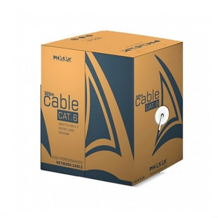 Bobina de cabo de rede sólido Phasak UTP cat.6 LSZH (ignífugo) cca…