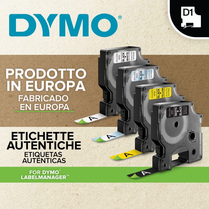 DYMO D1 Genuine Labels | Black on White | 12 mm × 7 m | Self-Adhesive…