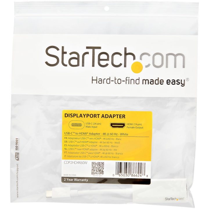 StarTech.com Adaptador USB-C para HDMI - 4K 60Hz - Branco