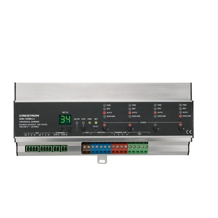 Crestron din rail universal dimmer, 1 feed, 4 channels (din-1DIMU4)…