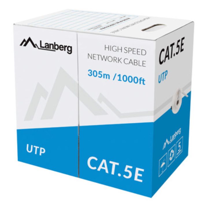 Bobina 100MB-s Lanberg UTP RJ45 trançado cca AWG24 305m cinzento…