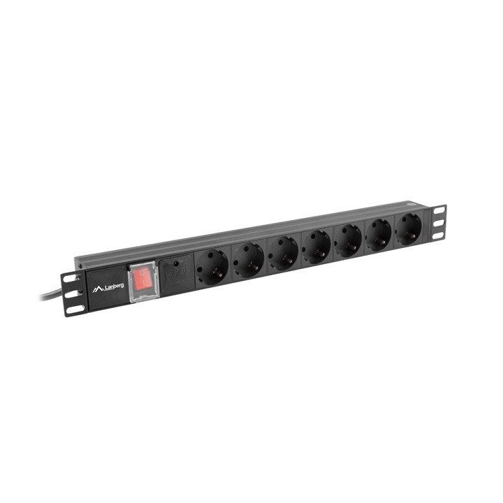 Lanberg 1U 10A 7x Schuko 19-inch Rack Power Strip 2m Black C14…