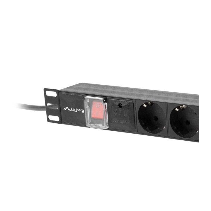 Regleta Lanberg 1U 10A 7x Schuko rack 19 polegadas 2m preto C14…