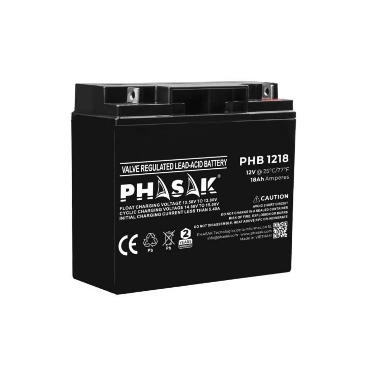 Bateria Phasak PHB 1218 compatível para UPS 18Ah 12V chumbo-ácido