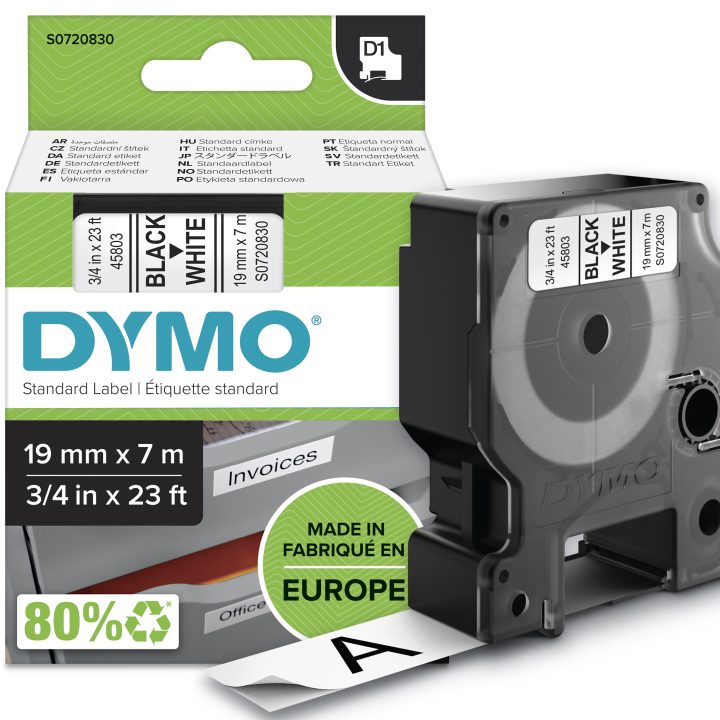 DYMO D1 Genuine Labels | Black on White | 19 mm × 7 m | Self-Adhesive…