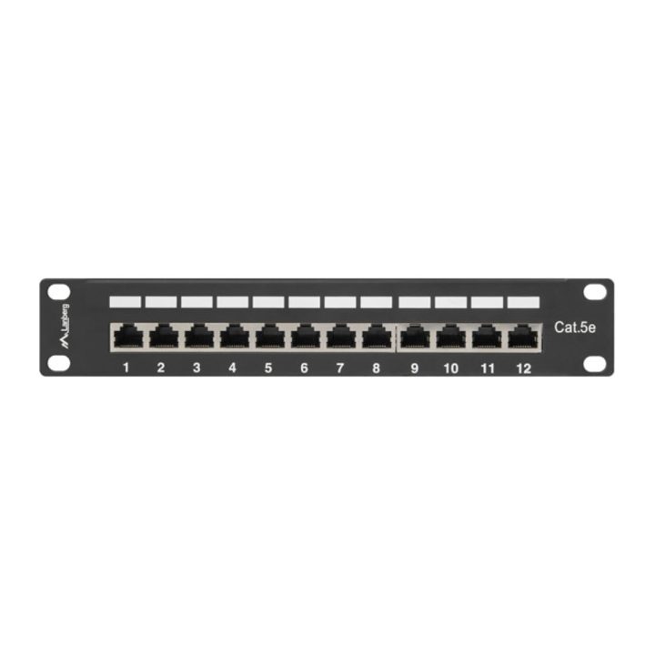 Patch panel Lanberg 12 portas 1U cat.5e 10 polegadas blindado preto…